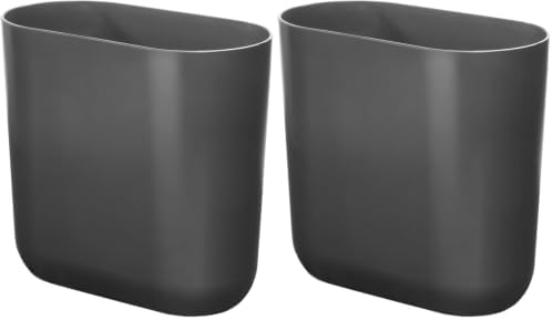 iDesign Small Slim Plastic Bathroom Trash Can, Gray (Pack of 2)