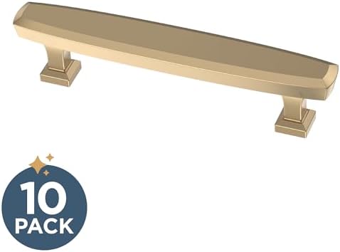 Franklin Brass 10 Pack Champagne Bronze Gold Cabinet Handles 3-3/4 inch (96mm) Kitchen Cabinet Handles and Drawer Pulls for Cupboards and Dressers |Beveled