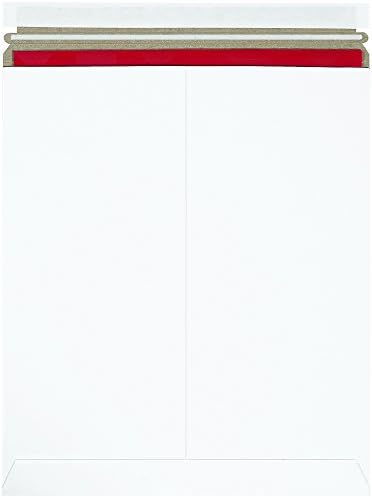 Top Pack Supply 12 3/4 x 15' Stayflats Brand Rigid Flat Mailers, White (Pack of 100) Photo Document Mailers, Peel & Seal Closure, Tear Strip Easy Opening.