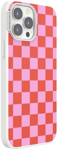 PopSockets iPhone 13 Pro Max Phone Case w/MagSafe- to-Go Wrap | Magnetic, Wireless Charging, Camera & Drop Protection, Checkered, Red, Textured