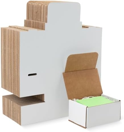 Amazon Basics White Shipping Boxes, Cardboard Mailer Box for Moving and Storage, Tab-Locking Flaps, Corrugated Cardboard, 6 x 4 x 3 inches, 50-Pack
