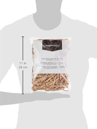 Amazon Basics Rubber Bands, Office Supplies, Size 64 (3-1/2 x 1/4 Inch), 320 Bands/1 lb Pack, 25-Pack, Tan