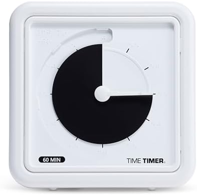 Time Timer® Numberless Braille 8-Inch Visual Timer – 60-Minute Countdown Silent Clock with Tactile Features & High-Contrast Disappearing Disk, Desk Timer for Kids, Office, ADHD, Autism - Black