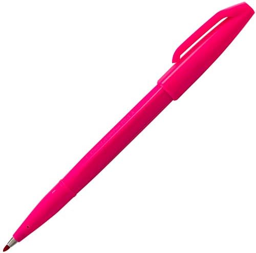 Pentel Sign Pen Fiber-Tipped Pen, Pink Ink, Box of 12 (S520-P)