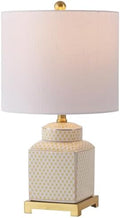 JONATHAN Y Cleo 21.5" Yellow & White Ceramic Table Lamp with Brass Base