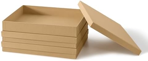 Soul & Lane - Letter Size Document Storage Boxes with Lids, Set of 3, Kraft | Flat Cardboard Paper Organizers for Letters, Files, Photos and Crafts, Stackable Office Keepsake Storage for Manuscripts
