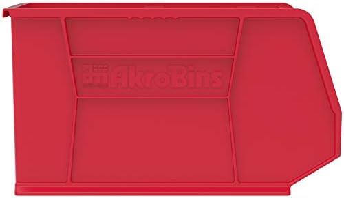 Akro-Mils 30265 AkroBins Plastic Storage Bins, 18"x8.25"x9", Red, 6-Pack