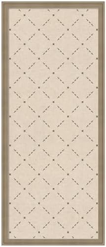 Kate and Laurel Framed Fabric Pinboard 18 x 42, Green Lattice Pattern Printed Linen Classic Bulletin Board for Use as a Vision Board or Wall Organization, Florence Light Brown Frame