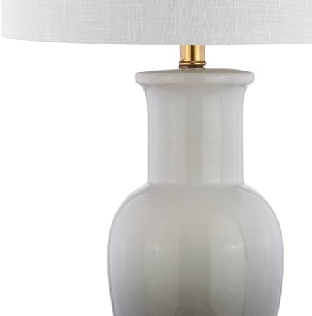 JONATHAN Y Dip Dye 31.5" Ceramic Metal Bedside Table Lamp, White/Gray