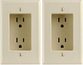 Leviton 689-I 15 Amp 1-Gang Recessed Duplex Receptacle, Residential Grade, with Screws Mounted to Housing, Ivory (Pack of 2)