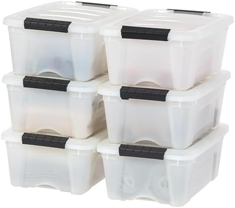 IRIS USA 6-Pack 13 Quart Storage Bins with Lids, Pearl
