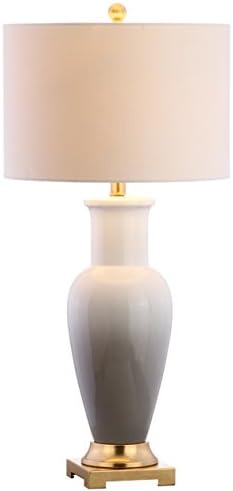 JONATHAN Y Dip Dye 31.5" Ceramic Metal Bedside Table Lamp, White/Gray