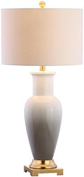 JONATHAN Y Dip Dye 31.5" Ceramic Metal Bedside Table Lamp, White/Gray