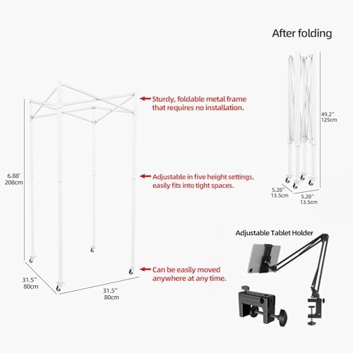 Portable Foldable Recording Vocal Booth Studio Equipment for Crisp Dry Echo Free Vocals at Home & On the Road - Easy to Assemble & Travel Bag Included (Standard, Off-white)