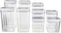 Amazon Basics Airtight Food Storage Containers, BPA Free, Dishwasher Safe, with Twist/Turn Lids, for Kitchen Pantry Organization, 10-Piece Square Set, Clear Plastic