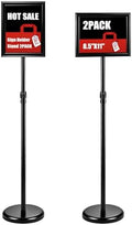 2Pack Sign Holder Stand-8.5x11 inch，Adjustable Sign Stands For Display，Heavy Duty Floor Standing Sign Holder Stand Aluminum for Retail Store，Museum，Volunteer Cctivities（Black）