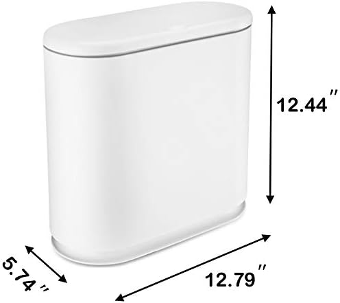 Sooyee 10L Rectangular Plastic Trash Can, Cream White