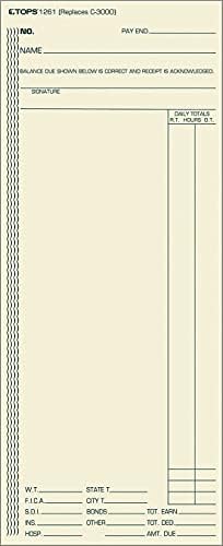 TOPS 1261 Acroprint/Amano/Cincinnati/Lathem Time Card, Weekly, 3 3/8 x 8 1/4 (Box of 500) , Manila