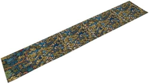 William Morris Floral Table Runner, Vintage Tree of Life Flowers Table Runner for Dining Table Decor 13 x 120 Inch