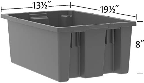 Akro-Mils 35200 Nest and Stack Plastic Storage Container and Distribution Tote, (19-1/2-Inch L x 13-1/2-Inch W x 8-Inch H), Blue, (6-Pack)