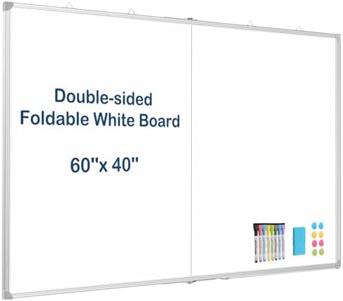 Double-Sided White Board Dry Erase Magnetic Whiteboard Wall 60x40 Foldable