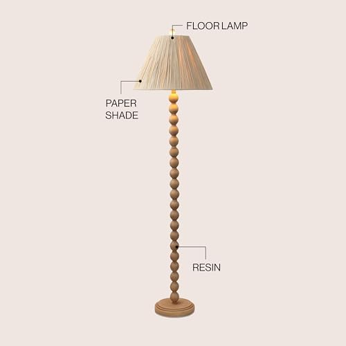JONATHAN Y Wren Modern Rustic Bobbin Floor Lamp 61.5", Brown Wood Finish