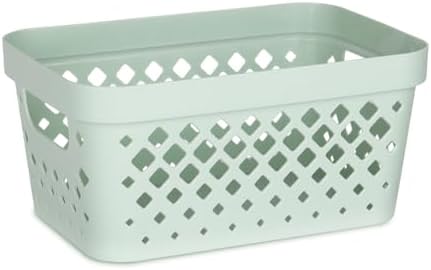 Glad Plastic Baskets for Organizing, Set of 6 | Pantry Storage for Under Counter, Linen Closet, and Bathroom | Nesting Shelf Bins with Handles, 1 Gallon, Sage