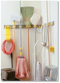 Rubbermaid Commercial Products, 34 inch Closet/Wall Organizer/Tool Holder for Brooms, Brushes, Dustpans