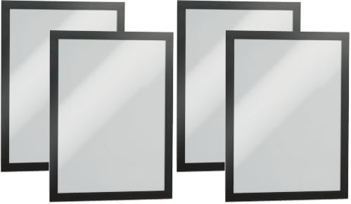 Durable Duraframe Self-Adhesive Magnetic Frame Black - Letter Size 8.5" x 11" - Document Frame For Internal Signage - Self-Adhesive Attachment - Pack of 4