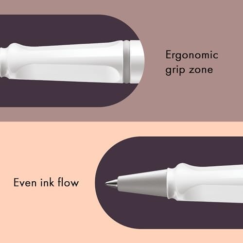 Lamy safari white - Rollerball Pen with ergonomic grip & line width M - for pleasant long writing - made of robust ASA plastic - including rollerball refill M 63 in black