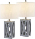 JONATHAN Y Stewart Rustic Wood Bedside Table Lamp 21.5", Gray, Set of 2