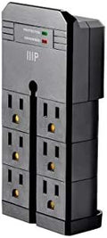 Monoprice 6 Outlet Rotating Surge Protector - UL Rated, 2,160 Joules, With Grounded And Protected Light Indicator, Black