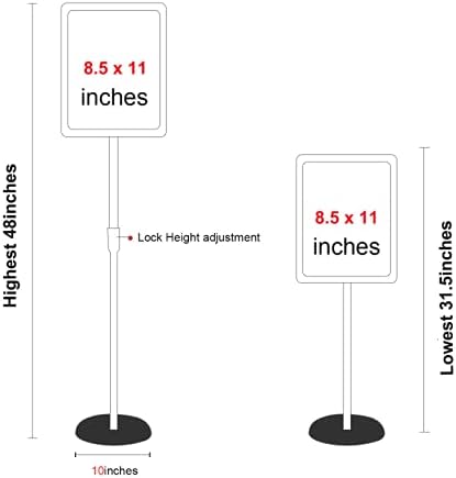 HUAZI Sign Holder Pedestal Sign Stand 8.5x11 inches with Base for Floor Vertical & Horizontal View Displayed,Snap-Open Frame with Safety Corner Outdoor,2 Pack