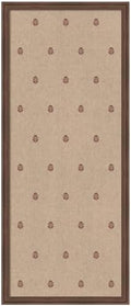 Kate and Laurel Framed Fabric Pinboard 18 x 42, Red Botanical Block Print Printed Linen Classic Bulletin Board for Use as a Vision Board or Wall Organization, Florence Medium Brown Frame