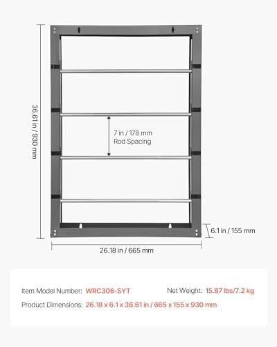 VEVOR Wire Spool Rack, 4 Adjustable Rods, Cold-Rolled Steel Wire Spool Holder Wall Mounted for Multi-Spools, Wiring Storage, 150 lbs Capacity Cable Dispenser, for Electrical Industrial Retail Use