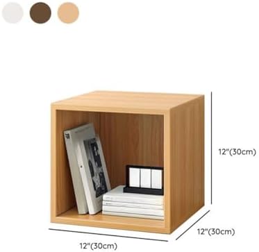 Timber Vertical or Horizontal Organizing Shelf with 1 Cabinet Closed Back Modular Cube Storage Unit, Book Storage Bookshelf, Step Shelf, Glass Small Bookcase, Square Grid Cabinet Wood No Door