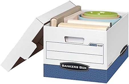 Bankers Box 12-Pack R-Kive Heavy Duty File Storage Boxes with Lids, FastFold Assembly, Letter/Legal, (07243)