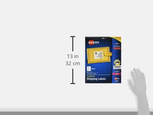 Avery Shipping Address Labels,Laser Printers,150 Labels, 3-1/3x4, Permanent Adhesive, TrueBlock,5 Packs (5264)