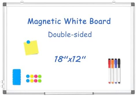 Double-Sided White Board Dry Erase Magnetic Whiteboard Wall 18x12 Silver