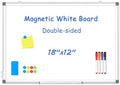 Double-Sided White Board Dry Erase Magnetic Whiteboard Wall 18x12 Silver