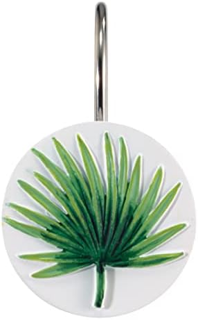 Avanti Linens - Shower Curtain Hooks, Tropical Inspired Home Decor, Set of 12 (Viva Palm Collection)