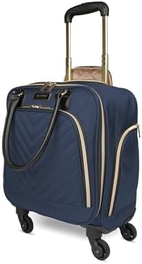 Kenneth Cole REACTION Chelsea 2-Piece Bundle - 17" 4-Wheel Spinner Underseat Carry-On Luggage & Matching 15" Laptop Backpack, Navy