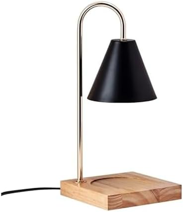 Mikasa 5.9x5.9x13.4 Inch Candle Warmer Lamp with Black Metal Shade and Wood Base, Electric Candle Warming Lamp with Dimmer