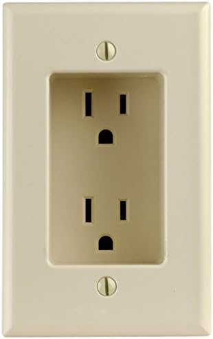 Leviton 15 Amp 1-Gang Recessed Duplex Receptacle, Residential Grade, with Screws Mounted to Housing, 689-I, Ivory