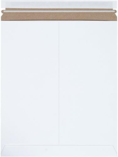 Top Pack Supply 12 3/4 x 15' Stayflats Brand Rigid Flat Mailers, White (Pack of 100) Photo Document Mailers, Peel & Seal Closure, Tear Strip Easy Opening.