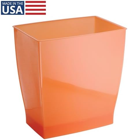 iDesign Small Plastic Bathroom Trash Can, Orange