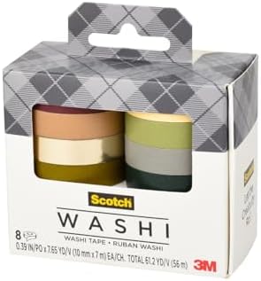 Scotch Washi Tape, Solid Earth Design, 8 Rolls