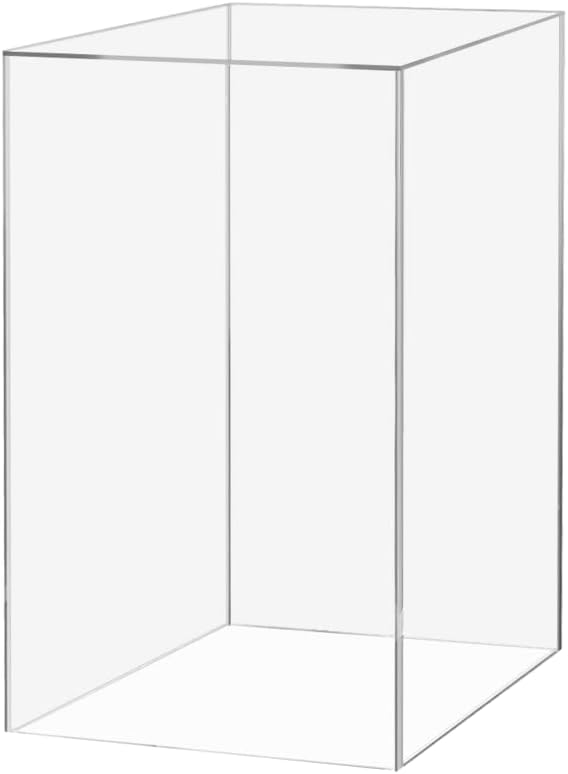 Marketing Holders Acrylic Plinth Display Riser Box with One Open Side Versatile Clear Column 12" x 12" x 24" No Lid Merchandise Socle or Storage Bin or Retail Product Riser No Assembly