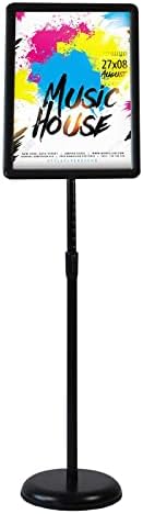 HUAZI Sign Stand Holder Adjustable Sign Holder Standing Floor Poster Stand for 8.5x11 inches,Both Vertical & Horizontal View Displayed,Snap-Open Frame with Round Safety Corner for School Church Business Show,Black