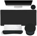LIMKRIAN Black Large Mouse Pad Set, XXL Desk Matt for Desktop Decor